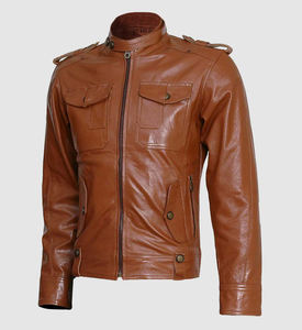 Veste en cuir de vache pour hommes, entièrement personnalisable avec col montant, vêtements à prix de gros très vendus - Product Image 1