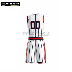 Uniforme de baloncesto de diseño personalizado por TRIKSY STAR Premium blanco rojo rayas equipo Jersey y pantalones cortos conjunto para hombres y mujeres - Product Image 3
