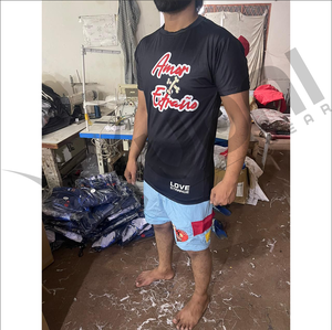 Ensembles de shorts d'été pour hommes DTG imprimé graphique en coton Vintage surdimensionné lavé à l'acide respirant sans manches - Product Image 1