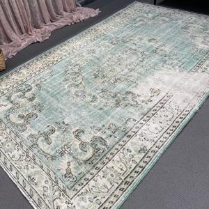 Alfombra Turca de 5.9x9.4 pies, Alfombra Vintage, Alfombra de Lana Ikat Azul - Product Image 5