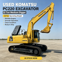 Excavatrice sur chenilles Komatsu PC220, 22 tonnes, hydraulique, moteur SAA6D107, d'occasion, japonaise, pour travaux de construction lourds