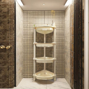 Organizador de Ducha de Plástico para Esquinas, Estante de Almacenamiento Triangular de 4 Niveles, Ecológico, Duradero, Ahorra Espacio, Desmontable - Product Image 1