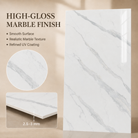 Panneau mural en PVC brillant effet marbre blanc gris UV minimaliste MORLENX pour la décoration intérieure de la maison, de l'hôtel et du bureau