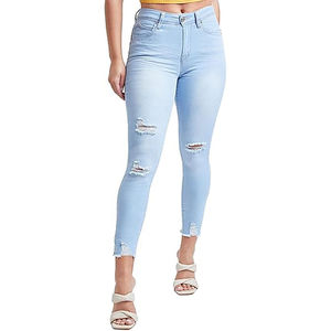 Pantalones Vaqueros de Cintura Alta para Mujer, Personalizados, Modernos, Transpirables, Ajustados, de Mezclilla, con Decoración Pintada para Verano, OEM - Product Image 1