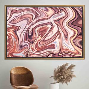Impression sur toile Marbre Rose : Art mural abstrait moderne, TOILE ENCADRÉE DORÉE - Product Image 1