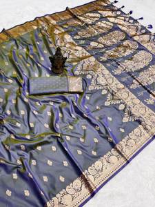 Colección Invierno/Verano, Sari Nupcial de Malla Suave y Pura con Blusa a Juego en Contraste, Ropa de Fiesta para Mujer - Product Image 4