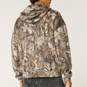 ชุดวอร์มลายพรางแบบซิปเต็มตัวสำหรับผู้ชาย ลายพรางป่า กางเกงวอร์มทรงโอเวอร์ไซส์เนื้อหนา และเสื้อฮู้ดครอป ชุดวอร์มผู้ชาย - Product Image 3