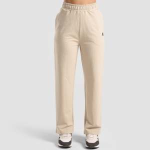 Pantalon large Optima formel (Beige) taille haute avec broderie décorative en tissu éponge élastique respirant, long et plissé froissé - Product Image 1