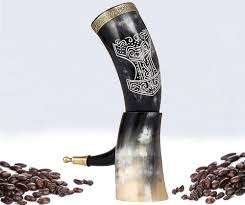 Latest Design Viking <b>Drinking</b> Horn Engraved Carving Horn Authentic Handmade <b>Drinking</b> Horn With Solid Horn <b>Stand</b> Unique Drinkware - Product Image 6