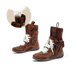 Femmes Lace Up Martin Boots Vintage British Style Western Cowboy Ankle Boots Retro Leather Combat Boots Fashion Casual Shoes - Product Image 4