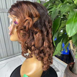 Mejor precio Cierre frontal de encaje suizo transparente Cabello humano europeo Marrón Natural Recto Onda profunda Rizado HD Pelucas delanteras de encaje - Product Image 4