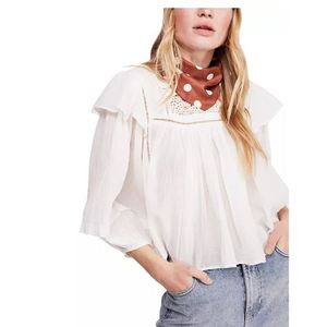 Top con Volant Laura da Donna Free People, Traspirante, Bianco, Taglia Piccola - Product Image 1