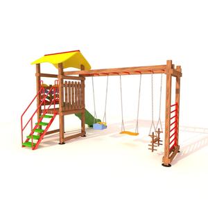 Columpio Triple de Madera para Niños, Modelo SG04, para Guardería, Jardín de Infancia, Casa de Juegos, Madera, Metal y Plástico Resistentes - Product Image 2