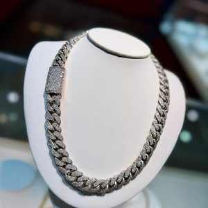 Moissanite 14mm diamant taillé en argent sterling 925 chaîne à maillons cubains Hip Hop glacé plaqué rhodium pour mariages fêtes style Miami - Product Image 5