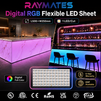 RAYMATES Hoja LED Digital SPI Matriz Luz DC24V SMD5050 RGB Flexible Panel de Hoja LED Recortable 20W Hoja de Retroiluminación LED