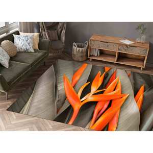 Tapis imprimé feuilles d'oranger - Design floral botanique moderne, tapis doux non tissé - Product Image 4