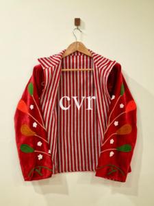 Red Velvet Embroidered <b>Christmas</b> <b>Jacket</b> Mandarin Collar Full Sleeve Hand Embroidery Plus Size Women's Winter Outerwear - Product Image 4