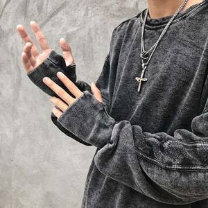 เสื้อสเวตเตอร์ผ้าฝ้ายคอลูกเรือแบบวินเทจสำหรับผู้ชายผ้าบาติกแบบมีฮู้ดน้ำหนักมากจาก French TERRY Acid - Product Image 3