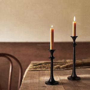 Juego de 3 candelabros cónicos de hierro negro Diseño de metal vintage de lujo para bodas, cenas y fiestas de Navidad - Product Image 6