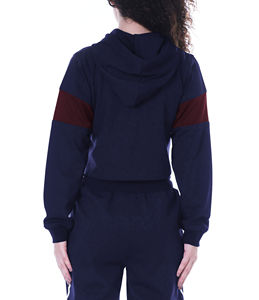 เสื้อครอปแบบสวมหัวมีฮู้ดดีไซน์ใหม่ล่าสุดสำหรับผู้หญิงเสื้อครอปทรงสลิมฟิตแบบลำลองสำหรับใส่เล่นกีฬาพร้อมบล็อคสีและปกเสื้อมีฮู้ดที่นูรัค - Product Image 2