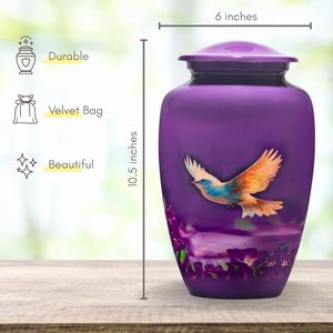 Urna de cremación morada para cenizas humanas, urna para adultos para hombres o mujeres de hasta 200 libras, urna funeraria conmemorativa adecuada para funeral o exhibición - Product Image 3