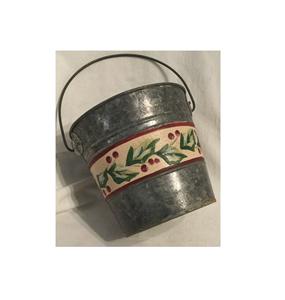 Seau de Noël en métal parfait pour contenir des ornements d'arbre de Noël branches florales bougies ou pommes de pin décoration intérieure - Product Image 1