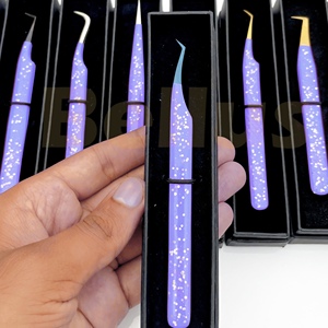 Pinzas Ergonómicas con Punta de Fibra para Pestañas, Curvadas y Puntiagudas, Herramientas para Extensión de Pestañas para Profesionales, Venta al Por Mayor - Product Image 3