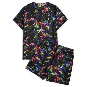 Conjunto de Camisa y Pantalones Cortos de Verano para Hombre, 2 Piezas, 100% Algodón, Transpirable, Estampado, con Logotipo Personalizado al por Mayor - Product Image 1