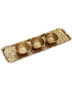 LuxeServe Rose <b>Gold</b> Irregular Leaf <b>Tray</b> Elegant and Unique <b>Serving</b> <b>Tray</b> for Home and Parties - Product Image 4