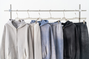 Sweats à capuche de haute qualité lavé à l'acide fermeture éclair au soleil délavé pull en éponge français personnalisé pour hommes à capuche pour unisexe - Product Image 6