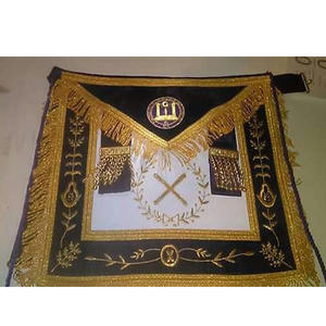 Masonic Grand Lodge GRAND Treasurer APRON with Tassels <b>GOLD</b> BULLION WIRE Masonic Past Master White Apron 100% LAMBSKIN Master - Product Image 1
