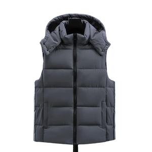 Chaleco informal de invierno a prueba de viento para hombre, chaleco sin mangas con cuello levantado, diseño de carga para exteriores con patrón sólido de talla grande - Product Image 2