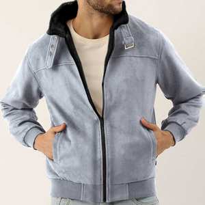 Recién llegado, entrega rápida, precio con descuento, chaqueta de cuero de gamuza para hombre, cuello levantado, cremallera, ropa de invierno, chaqueta de gamuza - Product Image 1