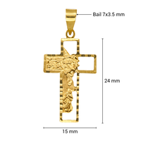 Elegante Colgante de Cruz Cristiana de Oro Sólido de 14K con Rostro de Jesús Tallado en Detalle, Joyería Religiosa Sin Níquel para Uso Diario