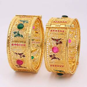 Wholesale Dye Gold Plated <b>Kada</b> Bangles, Custom Bangles Manufacturer, Brass Gold <b>Kada</b> Bangles, Traditional Dye Gold <b>Kada</b> Bangles. - Product Image 1