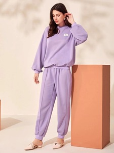 Por encargo Nuevo Diseño de moda Su propio logotipo Mujeres Trajes de chándal de lana de algodón Traje de chándal para las mujeres - Product Image 3