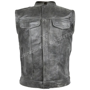 Gilets de moto en cuir pour hommes, style classique antique, gilets de motard en cuir de bonne qualité, gilets en cuir de qualité fabriqués au Pakistan - Product Image 1
