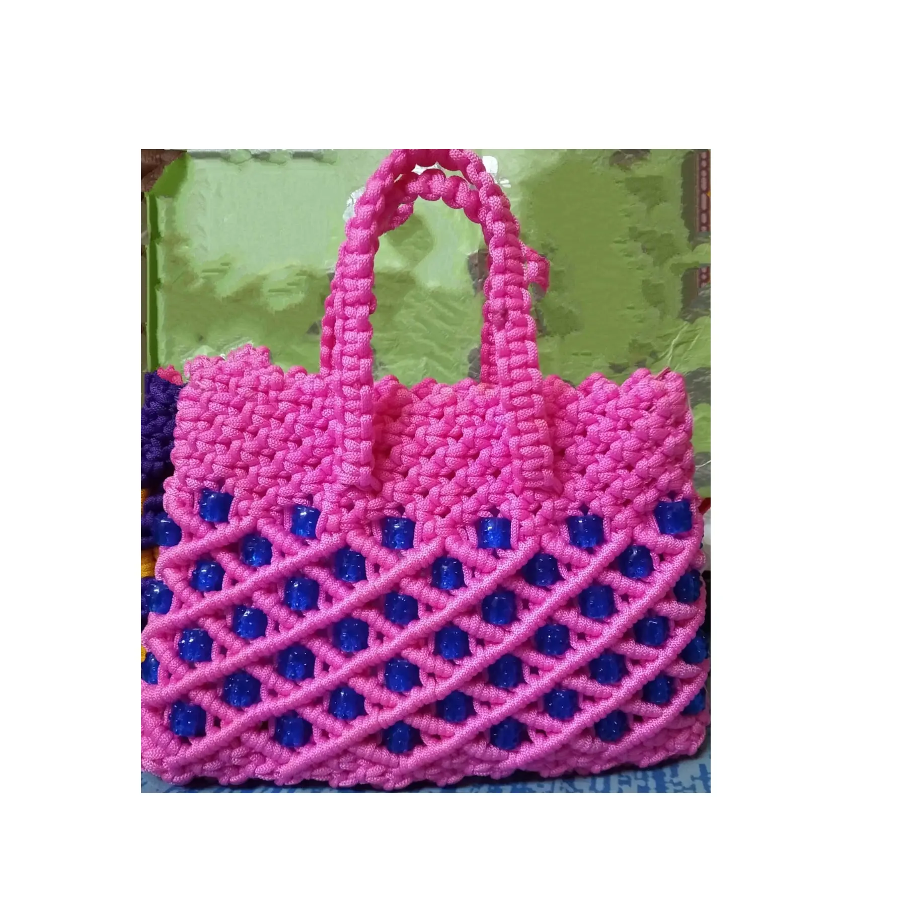 Wholesale Macrame Handbag Shopping Shoulder Female Daily Casual Foldaway Travel Colorful Tote Bag At Lowest Price