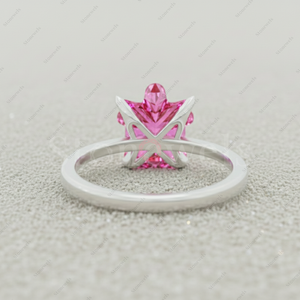 Bague de fiançailles tendance en argent 925 plaqué or 18 carats avec diamant de laboratoire de taille ange rose fantaisie certifié GIA IGI - Product Image 3