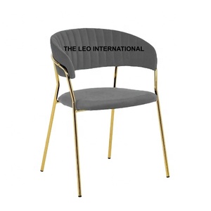 Chaise d'appoint en cuir végétalien Dawyn brun faux cuir acier inoxydable miroir pieds polis 25X30X32 pouces meubles et sièges pouf - Product Image 2