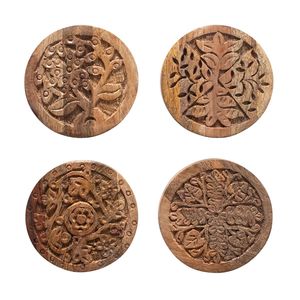 Artistic Wooden <b>Coaster</b> <b>Set</b> With Smooth Polish Ideal For Elegant Homes Restaurants And Luxury Dining Table Settings - Product Image 6