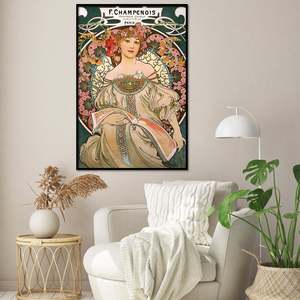 Póster de Retrato de F. Champenois de 1897, Estilo Jugendstil de Alfons Mucha, Diseño Art Deco, Material de Papel - Product Image 1