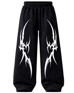 Black Tribal Flame Print <b>Baggy</b> Sweatpants <b>Women</b> Streetwear Wide Leg Jogger Pants Oversized Casual Fleece <b>Trousers</b> Manufacturer - Product Image 1