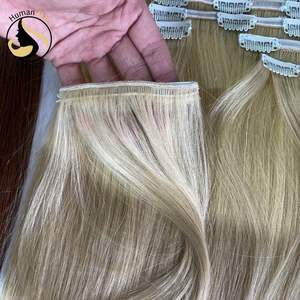 Wholesale Top Quality 613 Color Double Drawn Bone Straight <b>Clip</b> In Hair <b>Extensions</b> 100% Human Hair - Product Image 5