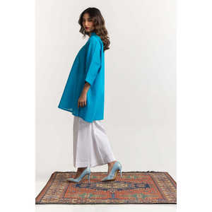 Túnica Teñida Dobby KJ-43242 100% Lino Transpirable de Cintura Media con Pantalones Anchos y Decoración de Botones - Product Image 4