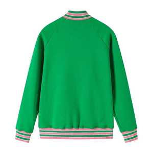 Chaqueta universitaria AKA Green Fleece unisex con bordado de chenilla rosa, estilo griego, de algodón premium con cremallera, estilo urbano. - Product Image 2