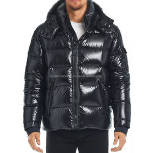 Chaqueta de plumón brillante de burbuja de moda de invierno de alta calidad personalizada para hombre, chaquetas de talla grande para hombre, chaquetas acolchadas con capucha y cremallera - Product Image 5