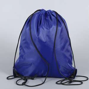 Sac à dos en polyester de qualité supérieure avec cordon de serrage, couleur noire, sac de sport de voyage en tissu avec logo personnalisé imprimé - Product Image 2