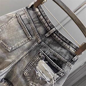 NOVEDAD DE VERANO 2025, pantalones cortos de mezclilla de pierna ancha acampanados a la moda para mujer, botones altos, piernas desgastadas sexis, bordes ásperos lavados, Agujero Negro rasgado - Product Image 4