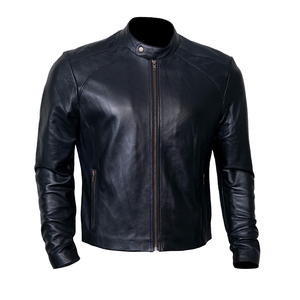Chaqueta de Cuero Revestido para Hombre con Cuello Alto y Logotipo Frontal, Estilo Vintage de Moda, Resistente al Viento - Product Image 1